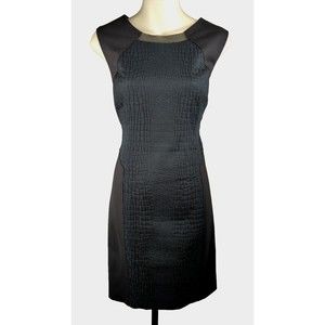 ELIE TAHARI Black Sheath Dress Textured Snake Print Mesh Sleeveless Career 6